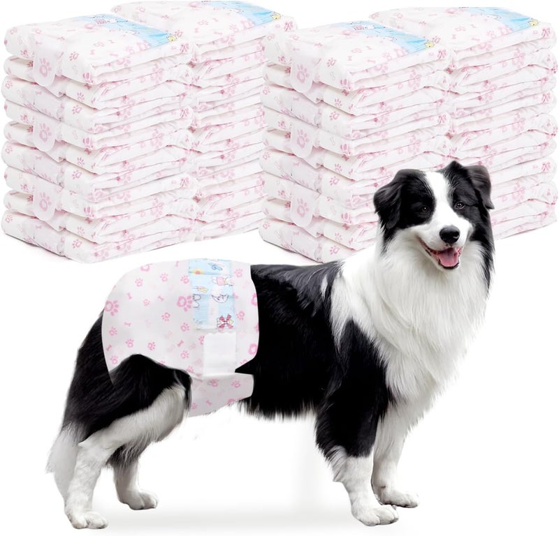 FUNLIYING Disposable Dog Diapers Female 90 Count Doggie Diapers for Female Dogs (Waist 16-22 in XL) Super Absorbent Extra Large Dog Pads for Heat Excitable Urination or Incontinence - Pink - Image 1